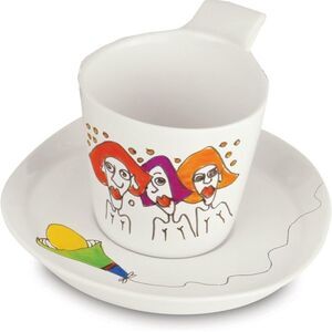 NWT BergHOFF 2 Piece Eclipse Porcelain Codriez Espresso Cup and Saucer, White